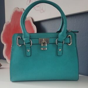 Charming Charlie Teal Structured Handbag with Shoulder Strap